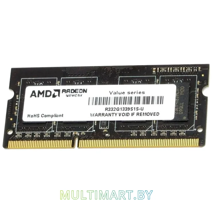 Оперативная память AMD Radeon Value 2GB DDR3 SO-DIMM PC3-10600 (R332G1339S1S-U)